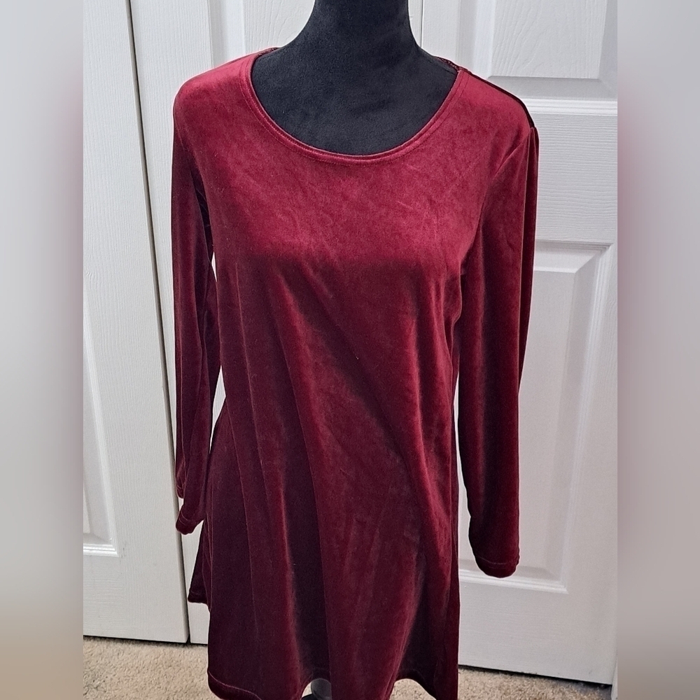 Kathie Lee Collection Velvet Burgundy Midi Dress Size S